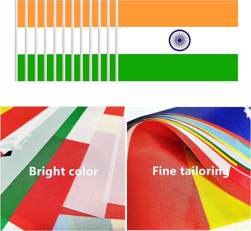 BCLin 12 Pack India Desk Flags Set, Indian Small Mini Table Office Flags with 12" Solid Black Pole, 8.2 x 5.5 Inches, Home and Office Decoration, Festival Celebrations - Image 4